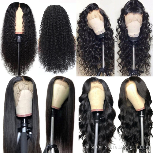 Cheap Wholesale Body wave Transparent  Lace Frontal Human Hair Wig Natural long Raw Brazilian Hair For Black Women